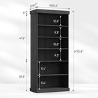 70.8" Tall Black Bookshelf, Farmhouse Modular Bookcase with 6-Tier Adjustable Shelves, Large Storage Cabinet for Home Office, Living Room, Set of 4
