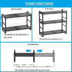Expandable,Adjustable & Stackable Spice Rack, Cabinet Kitchen Countertop Shelf Organizer,Metal Pantry Storage Shelves - Space-Saving Storage Solution(1Pack/Black/Large)