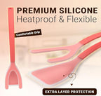 Silicone Egg Flipper Spatula Tongs (Set of 1) – Non-Stick 2-in-1 Grip & Flip Kitchen Tongs for Pancakes, Fish, Eggs, and More – Heat Resistant Cooking Tool (Red)