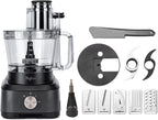 14-Cup French-Fry-Cutter Large Food-Processor - Large Feed Chute, Grey Color, Cheese Shredding, Meat Chopping, Shredding and Slicing, Mixing and Doughing, for Home Use