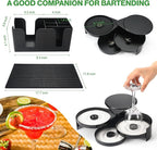 Bartending Supplies - 18" x 12" Bar Mat Garnish Tray with Lid Bar Caddy 3 Tier Bar Glass Rimmer, 2 Plastic Juice Pour Bottles 3 Mini Tongs 12 Classic Liquor Bottle Pourers 500 Cocktail Straws(Clear)