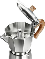 AGOGO Milano Moka Pot, Stovetop Espresso Maker, Greca, Coffee Percolator, Turkish Coffee Maker with Paper Filter 6 Cup Original Silver