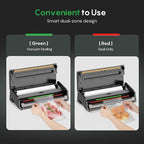 FRESKO Food Vacuum Sealer with Automatic Bag Detection, Double Heat Seal, Built-in Bag Roll Storage & Cutter, 2 Rolls Bags, Starter Kit