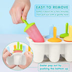 Miaowoof Silicone Popsicles Molds for Toddlers, 8-Cavity Non-BPA Premium Silicone Small Popsicle Molds, Ice Pop Mold with 8 Colorful Reusable Sticks for Kids (White)