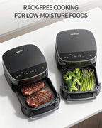 Extra Large Air Fryer,11-IN-1 6 QT 450F Air Fryer with Superior Airflow, Dual Heat Source Technology, Smart Digital Wide Fryer with Basket, Fits a 12" Pizza or 33 Chicken Wings