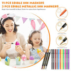 Jewem Edible Markers for Cookie Decorating,14 Pcs Ultra Fine Tip(0.5mm) Food Coloring Pens, Upgrade Double Side Food Grade Pens for Decorating Fondant Cakes, Easter Eggs, Frosting, Macaron,Halloween and Christmas Gifts