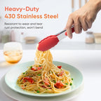 Small Silicone Tongs for Cooking,3 PCS 7-Inch Mini Serving Tong-600°F Heat Resistant Non Stick Stainless Steel Tong s with Silicone Tips Food Tong Cooking Tongs for Salad,Buffet Serving
