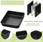 E-far 9x9 Baking Pan, Nonstick Square Cake Pan with Stainless Steel Core, Black Metal Bakeware for Brownies Lasagna Cakes, Non-toxic & Easy Clean, 2 Inch Deep