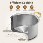 BEZIA 6 Quart Fully-Clad 3-Ply Stainless Steel Stockpot, Soup Pot with Lid, Even Heat Distribution, Cooking Pot with Sturdy Handles, Compatible with All Cooktops, Perfect for Soups & Stews, Silver