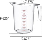 DaYammi Measuring Cups 1-Piece, Unbreakable Food-Grade Plastic Measuring Cup for Dishwasher, 16-Cup Liquid Measuring Cups for Prepping, Baking, Cooking, Readable Markings, 4-Quart/4L, Clear