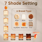 SEEDEEM Toaster 4 Slice, Stainless Steel, Touch Screen for Dual Control, Digital Timer, Smart Toaster with 6 Bread Type, 7 Shade Setting, 1.5''Wide Slot, Removable Crumb Tray, 1800W, Silver Metallic