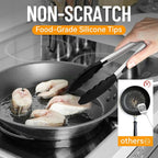 HOTEC Premium Stainless Steel Locking Kitchen Tongs with Silicon Tips, Set of 2-9" and 12"