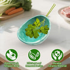 Herb Stripper, 4-Hole Design Pottery Herb Stripper,Handmade Ceramic Herb Stripper Bowl for Removing Leaves and Stems in the Kitchen (Celadon Glaze)
