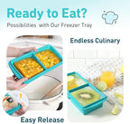 Silicone Freezer Tray with Lid Soup Freezer Container Molds with Steel Reinforced Rim Large Ice Cube Tray Makes 4 Perfect 2 Cup Portions Cubes Storage for Soup, Sauce, Leftovers Food Kitchen Things