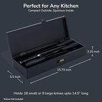 Upgraded Combination Lock Bamboo Locking Kitchen Knife Storage – Secure & Eco-Friendly Wooden Knife Box with Improved Quality, Fits in Drawers & Keeps Knives Safe (Black)