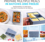1/2 Cup Silicone Freezer Tray With Lid,Silicone Freezer Molds 3-Pack For meal prep & freezing of various sauces and other dishes, makes 18 perfect 1/2 cup portions cubes (Multicolor 3 Pack)