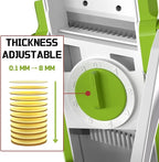 Safe Mandoline Slicer for Kitchen, Potato Slicer, Meal Prep, Adjustable/Easy to Clean/Storage, Kitchen Chopping Artifact, Paring Knife/Cleaning Brush (only Slice, Avocado Green)