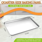 CEKEE Stainless Steel Cookie Sheets for Baking, 2PCS Stainless Steel Baking Sheet, Size 12 x 10 x 0.98 Inch，Heavy Duty & Easy Clean Baking Pans Tray Set