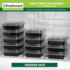Freshware Meal Prep Containers [300 Pack] 1 Compartment with Lids, Food Storage Containers, Bento Box, BPA Free, Stackable, Microwave/Dishwasher/Freezer Safe (24 oz)