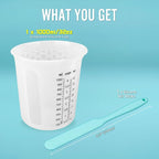 Silicone Resin Mixing 1L Measuring Cup Set for Resin Supplies, Easy-to-Read Marks, 1000ml/32oz Large Cup, Thickened Reusable Silicone Cups for Epoxy Mixing, Jewelry Making