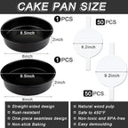 Round Cake Pans Set of 2, Non-stick Baking Cake Pan with 100 Pieces Parchment Paper, Dishwasher Safe Cake Baking Pans (8+9 Inch)