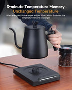 Electric Kettles - Gooseneck Electric Kettle with 7-Level Temperature Control,1-Liter Stainless Steel Inner 1000-Watt Quick Heating Hot Water kettle for Pour Over Coffee & Boil Hot Water
