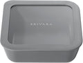 Ceramic Coated Glass Food Storage Container | No PTFE, PFOA, PFAS, and BPA | Reusable Non Toxic Meal Prep Container with Glass Lid | Easy To Store | 5 Cup Square [Smoke]