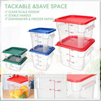 Lallisa 6 Pcs Food Storage Set, Square Polycarbonate Restaurant Food Storage Containers with Lids commercial Clear Cereal Containers for Kitchen, 3 Colors(2 Quart 4 Quart and 6 Quart)