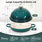 Davivy 5.5QT Cast Iron Sourdough Bread Pan with Silicone Oven Mitts, Enameled Cast Iron Bread Cloche, 10" Round Sourdough Dutch Oven with Lid, Dutch Oven for Sourdough Bread - Gradient Teal