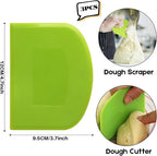 SURDOCA Dough Scraper Bench Scraper - 3P 4.7x3.7" Plastic Flexible Bowl Scraper, Sharp Edge & Angles Cake Scraper. Non-Slip Bakeware Decorating Tools Sculpting & Modeling Tools - Blue+Yellow+Blue