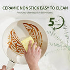 Nonstick Ceramic Cookware Set 21PCS with Detachable Handle, Pans and Pots Set, RV Kitchen Set Cookware Set, with Removable Handles, Oven Safe, Induction Ready, Stackable Non-stick Set