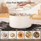 BEZIA 8 Quart Stainless Steel Stock Pot, Casserole with Lid, Large Cooking Pot, Soup Pot wiht Sturdy Handle, Compatible with Most Cooktops, Even Heat Distribution