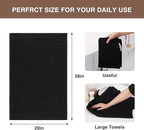 Homaxy 100% Cotton Oversized Waffle Weave Kitchen Dish Towels, Ultra Soft Absorbent Quick Drying Cleaning Towel, 20 x 28 Inches, 6-Pack, Black