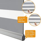 Persilux Cordless Zebra Blinds for Windows, Roller Shades for Windows (35.5" W x 72" H, Grey) Dual Layer Fabric for Day and Night,Room Darkening Shades for Home, Office, Bedroom and Living Room
