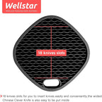 Universal Knife Block Holder for Kitchen, WELLSTAR Knife Stand without Knives, Safe Space Saver Large Volume Stable Knife Storage with Scissors Slot, Detachable for Easy Cleaning – Black