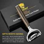 KULUNER Durable Stainless Steel Corn Peeler with Polished Wood Handle Corn on the Cob Stripper Kernel Remover Easy Use Corn Kernel Cutter Kitchen Gadget（Chacate Preto）