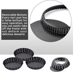 Theuzi 9 in Non-Stick Tart and Quiche Pan with Removable Bottom and 4 Mini Tart Pans 4-inch, Heavy Duty Fluted Side for Pies, Mousse Cakes, Dessert Baking (5 Pack)