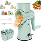 5 in 1 Rotary Cheese Grater Vegetable Slicer - Drum Mandoline Chopper for Kitchen, Easy to Clean with Storage Container