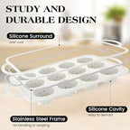 2 Pcs Silicone Muffin Pan for Baking with Metal Frame, Nonstick 12 Cup Regular Size Cupcake Pan, Silicone Muffin Tray for Egg Bites (Cream)