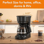 Compact 5-Cup Programmable Drip Coffee Maker — the essential coffee machine with Digital Clock, 24-hour Timer, Auto Shut-Off, and a Removable Filter Basket for Home & Office.