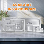Hotel Pan Lids 6 Pack– Fits 1/6 Size Stainless Steel Steam Table Pans, Anti-Jam Food Pan Cover for Catering, Buffet Use, Kitchen Prep