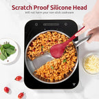 600ºF Heat Resistant Silicone Spoon: U-Taste 13.3in Solid Kitchen Cooking Spoon, Nonstick Food Grade Large & Long Soup Rubber Utensil for Mixing, Serving, Stirring, Basting, for Pot Cookware (Red)