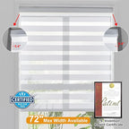 Persilux Cordless Zebra Blinds for Windows (27" W X 64" H, White) Free-Stop Roller Windows Shades Dual Layer Light Control for Day and Night, Light Filtering Sheer Shades for Home, Easy to Install