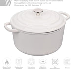 Enameled Cast Iron Dutch Oven Pot with Lid, for Sourdough Bread Baking, Round Dutch Ovens, 6 Quart, White