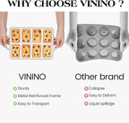 Vinino Silicone Mini Loaf Pans with Metal Reinforced Frame-2 Pack, Non-stick Silicone Bread Pan for Baking 8-Cavity, Tiny Banana Bread Set, Dishwasher Safe Brownie Pan-Gray