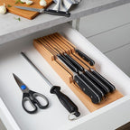 HENCKELS Classic Razor-Sharp 11-Piece Knife Block Set, Chef Knife, Bread Knife, Carving Fork and Knife, German Engineered Informed by 100+ Years of Mastery, Natural In-Drawer Block