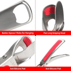 Mu&Ti Hot plate gripper For Instant Pot accessories, For Microwave, Oven,Toaster (Safe for Air Fryer Pans Gripper,Bowls, Egg Custard, Hot Plates) Stainless Steel Heat-Resistant Kitchen Gripper(Silver)