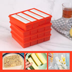 Large and Long Ice Cube Tray 4 Pack Silicone Freezing Container Sticks with Lid for Whiskey, Water Bottle, Food Leftovers and Baking (4 Pack Orange)