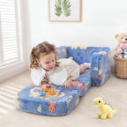Thick Comfy Toddler Chair and Couch for Kids,2-in-1 Soft Plush Fold Out Sofa for Children,Convertible Couch to Lounger for Toddler