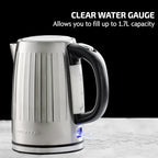 OVENTE Electric Kettle, 1.7L Stainless Steel Fast Boiling Water Heater with 1750W Power, BPA Free & Cordless Body, Auto Shut-Off, Boil-Dry Protection, Indicator Light & Removable Filter, Silver KS711S